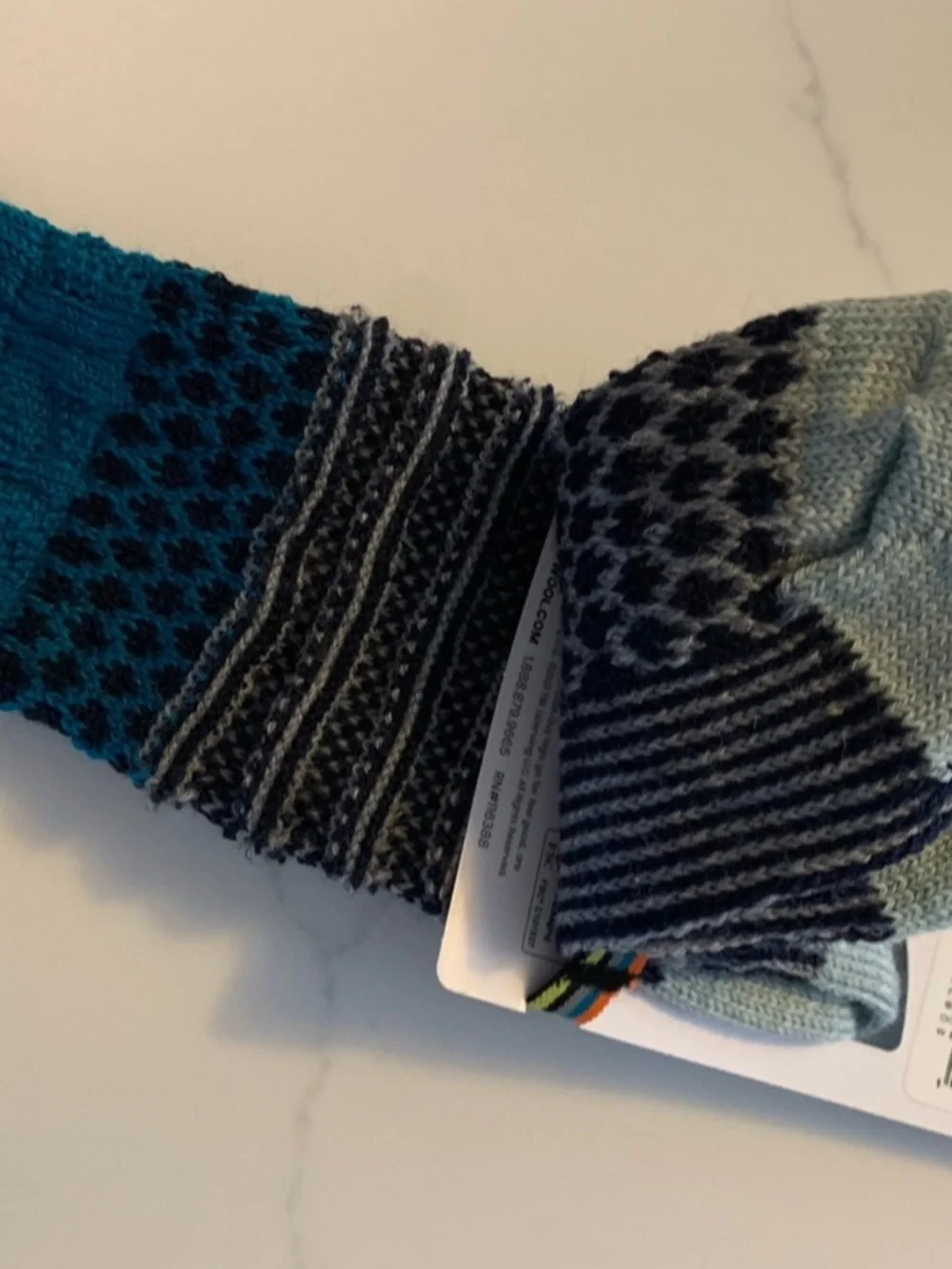 SmartWool Everyday S Popcorn Cable Crew Socks Blue Full Cushion NWT
